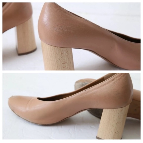 CHLOE Harper Nude Beige Leather Block Heels *flaw - Picture 7 of 8